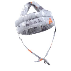 خوذة أمان لحماية الرأس مصنوعة من القطن مزودة بمسامات للتهوية وقابلة للتعديل للأطفال الرضع بدون نتوءات لحماية رأس الطفل أثناء المشي والزحف