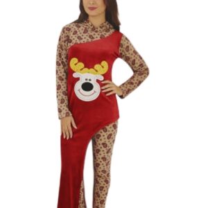 بيجامة شتوي نسائية مريحة للمنزل قطيفة ناعم طقم كامل ، خامة فاخرة يدوم سنوات ويبقاء كجديد مقاس XL-4XL