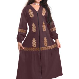 عبايه اطفالي مكونه من قطعتين الخامة حرير مطرزة من عند الصدر تلبيس حتي مقاس 4 وطول حتي 110 سم للاطفال GAMAL SONS FOR ABAYA GS-105-32715-Parent