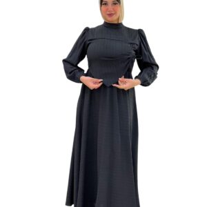 دريس انيق فريسكا للمحجبات بأكمام طويلة وحزام علي صدر من تاليا