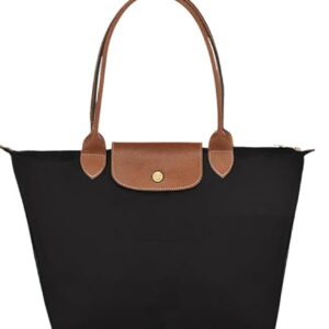 شنطة كتف للنساء، شنطة كتف انيقة وخفيفة الوزن ومقاومة للماء من طبقتين من جلد البقر، شنطة يد بمقبض علوي بسحاب قابلة للطي، شنطة سفر للشاطئ للعمل والتسوق وصالة الالعاب الرياضية والاستخدام الكاجوال