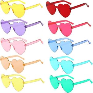 نظارات شمسية على شكل قلب للنساء، نظارات شمسية شفافة بدون اطار من كوفوز، نظارات عصرية على شكل قلب لهدايا الحفلات (10 قطع)،