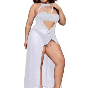 ملابس نوم ماكسي دانتيل للنساء من لوستيل - ابيض