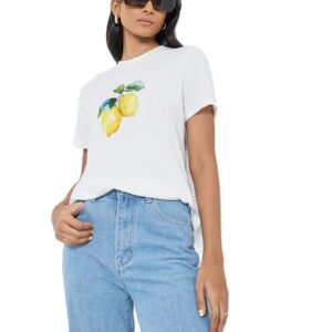تيشيرت بطبعة رسومات ليمون للنساء من ستايلي