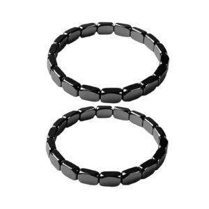 سوار حجر الدم للرجال من قطعتين - مجوهرات خرز من الحجر المغناطيسي الطبيعي للتركيز والثقة وتوازن الطاقة - هدية فاخرة مدروسة للاب والزوج