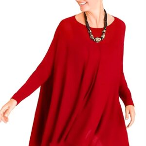 توب تونيك من القطن للنساء لون احمر