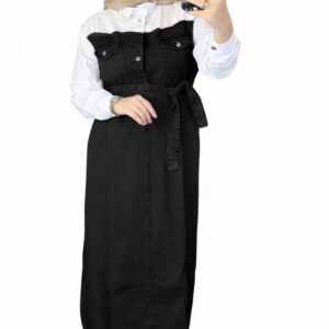 عباية جينز نصين رباعية – ستايل عصري ومحتشم – وان سايز من 60 لحد 85 ك – خامة جينز قوية ومريحة