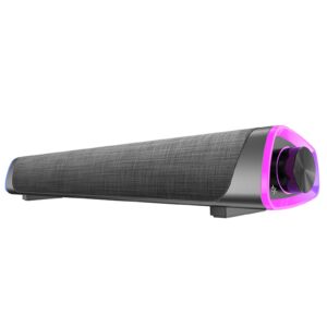USB Wired Computer Speaker, RGB Computer Sound Bar Desktop Speaker, 3D Stereo Surround Sound Box with Volume Knob 3.5mm Audio Input for Desktop PC Laptop Smartphone Tablet
