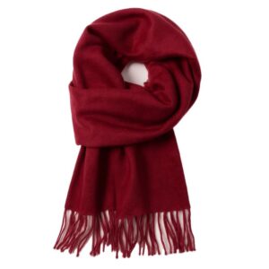 وشاح شتوي مريح، وشاح شال محبوك مكتنز ناعم ودافئ مع شراشيب، بطانية كبيرة منقوشة، اكسسوار مثالي للطقس البارد للنساء والرجال، للارتداء الخارجي واليومي، 78.7 انش × 26.8 انش، احمر