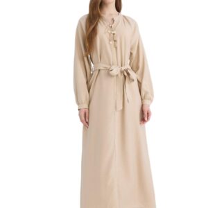 ديفاكتو فستان نسائي من سي ان اس بقصة مريحة وقبة مائلة واكمام طويلة وتنورة منسوجة (عبوة من قطعة واحدة)