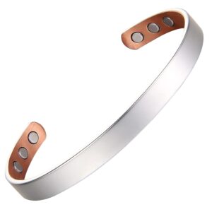 سوار نحاسي مغناطيسي بنمط شجرة الحياة للرجال فائق القوة 99% من النحاس الخالص، أساور مغناطيسية قابلة للتعديل للرجال