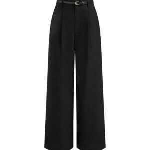 سروال بدلة أنيق بخصر مرتفع وأرجل مستقيمة واسعة للنساء من جورجليتر