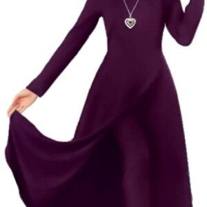 فستان للنساء طويل بفتحة من الامام مع بنطلون، لون موف