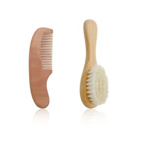 فرشاة ومشط للأطفال، مجموعة مصنوعة من مواد طبيعية لتنشيط الدورة الدموية والعناية بالبشرة بلطف، منتج عملي للأطفال للاستخدام الخارجي وحفلات السبوع للأطفال البيبي