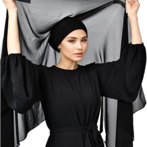 وشاح حجاب فوري من الشيفون للنساء، وشاح راس اسلامي مع مغناطيس مدمج تحت غطاء الرأس، شال لف ناعم