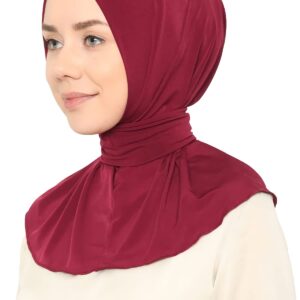 حجاب فوري ريدي تو جو للسيدات والفتيات والنساء مع أزرار ربط خلفية وشاح جيرسي عالي الجودة من وورلد اوف شولز, كستنائي, قياس واحد