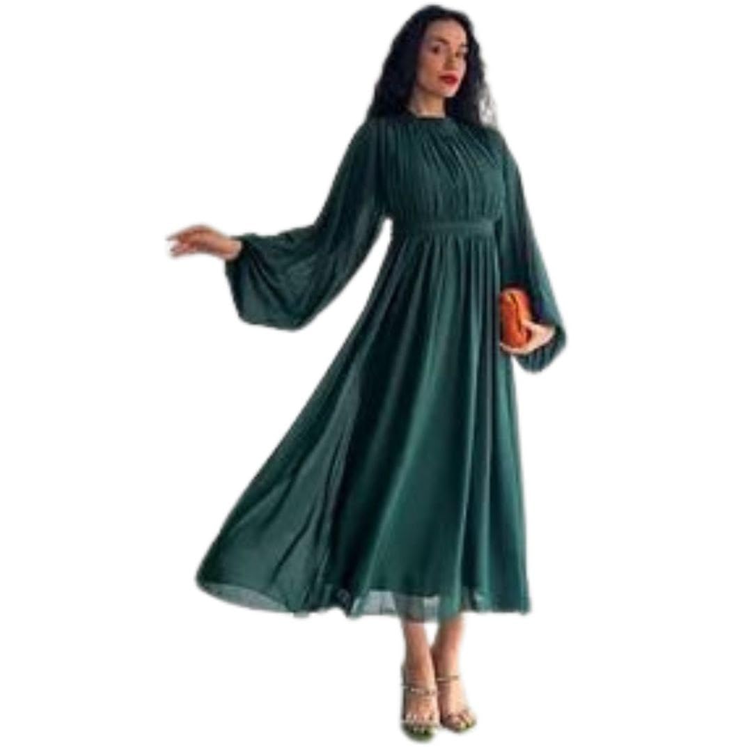 51quzvHP1-L فستان نسائى شيفون طويل ببطانة واكمام واسعة