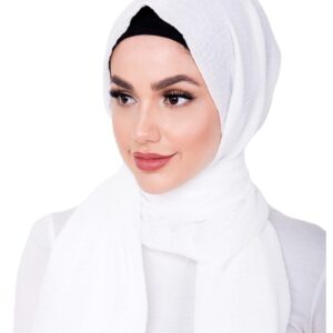 Scarf Ladies Maxi Long Crinkle Frayed Edges Crimp Mix Cotton Scarf Hijab Shawl Wrap Ladies Cotton Blend Crinkle Distressed Effect Scarf with Fringed Edges