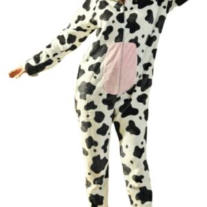 سالوبيت شتوي قطيفة بغطاء للراس وسوستة امامية بتصميم بقرة, متعدد, One Size