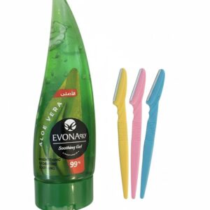 شفرات حلاقة للنساء للوجه والحواجب- 3 شفرات ملونة مع جل صباربلون شفاف او اخضر-لسهولة الحلاقة