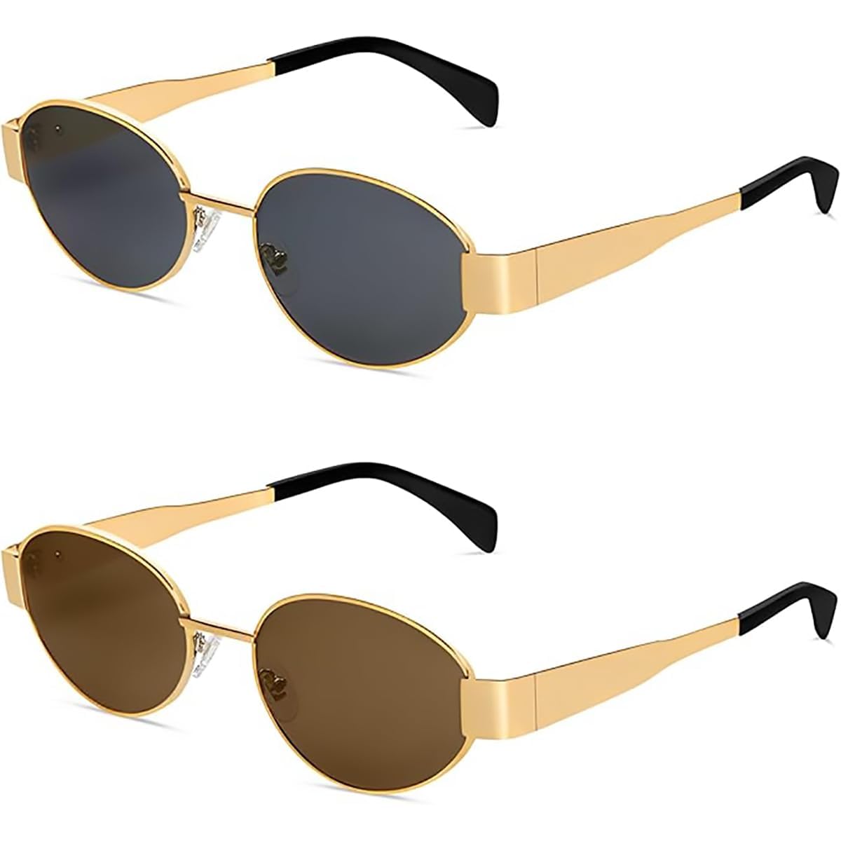 51sqXwydCPL نظارات شمسية مستقطبة من اكس سبرينج، عبوة من قطعتين، نظارات شمسية بيضاوية ريترو للنساء، حماية من الاشعة فوق البنفسجية 400، نظارات شمسية كلاسيكية عصرية للقيادة والسفر والنمط اليومي