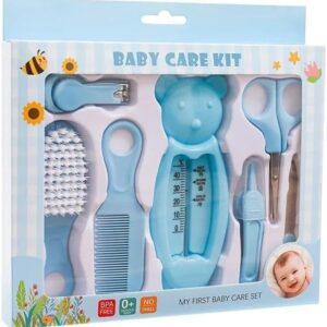 مجموعة العناية بالطفل، مجموعة العناية والعناية الصحية من 7 قطع، خالية من البيسفينول ايه، للاعمار من 0 سنوات فما فوق، أزرق