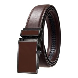 غوودرن حزام للرجال من جلد البولي يوريثين بسقاطة منزلق مع ابزيم اوتوماتيكي اسهل ناعم ومتين للعمل والعمل كاجوال عصري مريح - بني