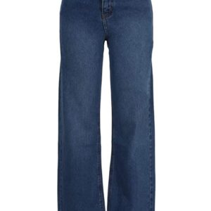 دالي بنطلون جينز قطني سادة بارجل واسعة للنساء - لون ازرق، مقاس M