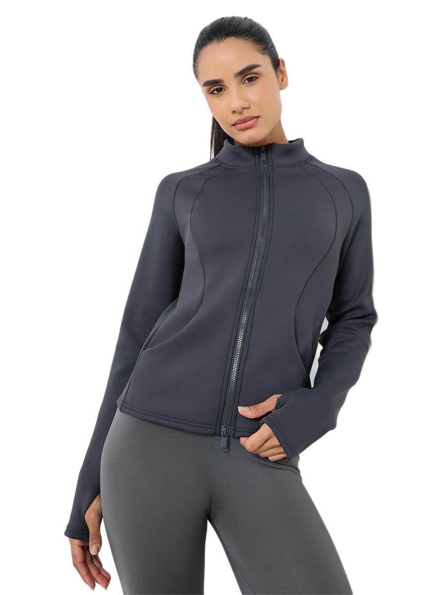 51tRp4wsPYL Styli Women Fleece Dual Contour Seam Zip Up Jacket