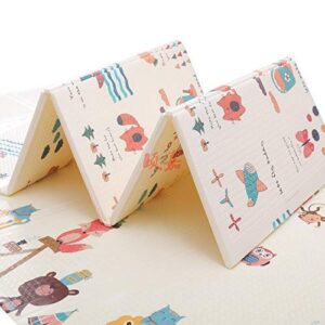 سجادة أرضية كبيرة للعب للأطفال قابلة للطي من وينجتي، سجادة ناعمة بوجهين مصنوعة من الفوم ومناسبة للتعليم المبكر والمهارات الإدراكية ولزحف الأطفال، مقاس 1.80 × 1.95 متر، متعددة الألوان