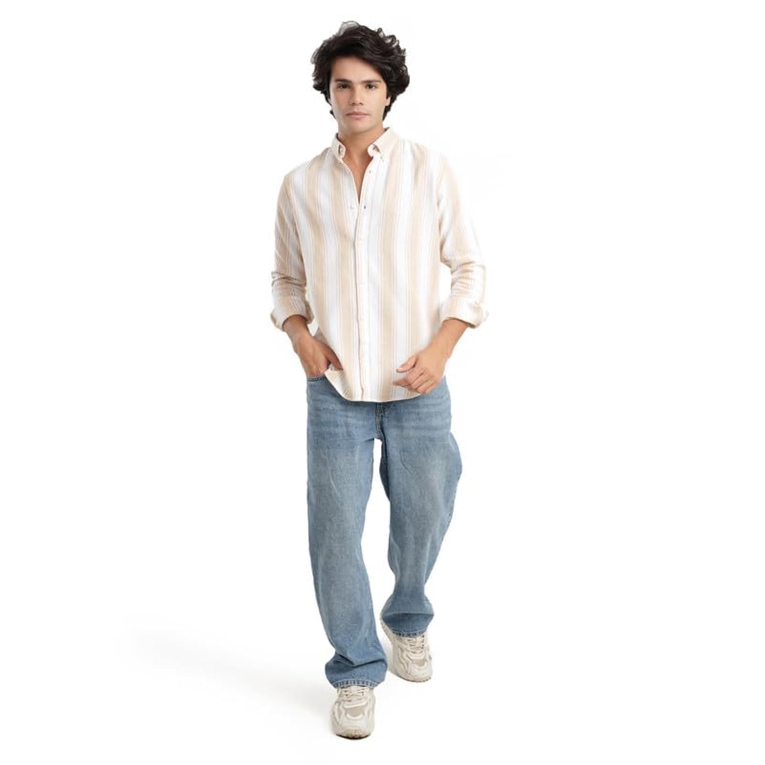 51vCy9-yhOL قميص مخطط بخياطة ضيقة للرجال، من تايت ستيتش