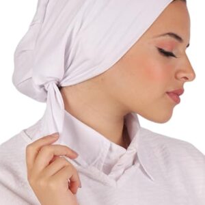 سكارف داخلي بدون خيوط مع رباط خلفي وغطاء للرأس والرقبة للنساء من لو فوال، لون ابيض، مقاس واحد