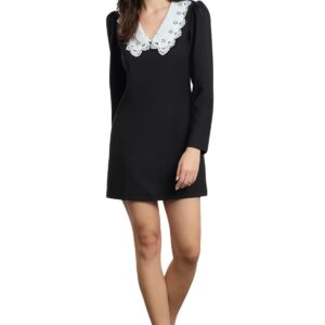 ترنديول فستان قصير منسوج بقبة ايه لاين للنساء بلون اسود TWOAW25EL00483