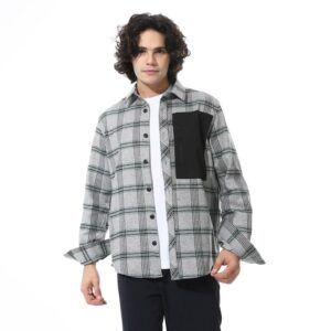 قميص من الصوف للرجال بخياطة وقصة ضيقة (970)