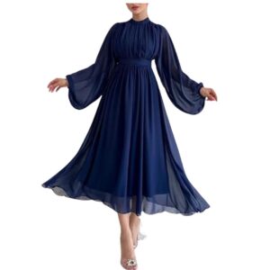 فستان شيفون ببطانة طويل اكمام واسعة