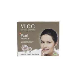 VLCC Natural Pearl Facial Kit - Single Use | Salon Like Facial at Home in Just 6-Steps | Includes Cleanser, Scrub, Cream, Face Pack & Oil Free Gels | 2.12 Oz/60g