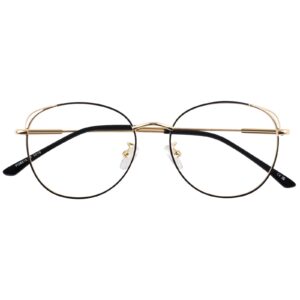 نظارات مزيفة للنساء بتصميم ريترو عين القطة باطار معدني بدون وصفة طبية
