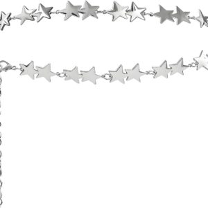 حزام سلسلة معدني فضي غربي للنساء، حزام خصر قابل للتعديل للفساتين والجينز، اكسسوار مجوهرات للجسم للازياء اليومية والحفلات، قطعة واحدة فضي