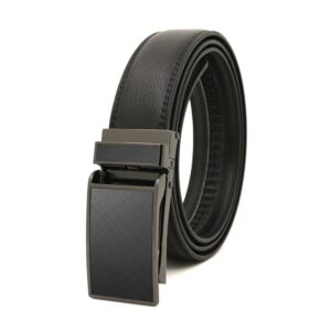 Goodern Men's PU Leather Belt With Easier Adjustable Buckle - Casual Jeans Classic Work Business Dress Fashion Ratchet Belt With Automatic Buckle - Black