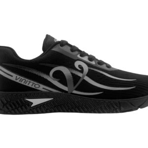 فينيتو حذاء جري رياضي شبكي بلون اسود وتصميم عاكس ونعل مطاطي منسوج (اسود مقاس 45)