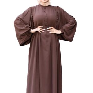 عباية بكم واسع كريب رويال موديل 4049 مقاس موحد يلبس حتي 110 ك للنساء من GAMAL SONS FOR ABAYA