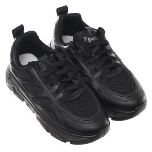 99.99 Womans' Leather and Elastic Lace-Up Sneakers -Black (42)