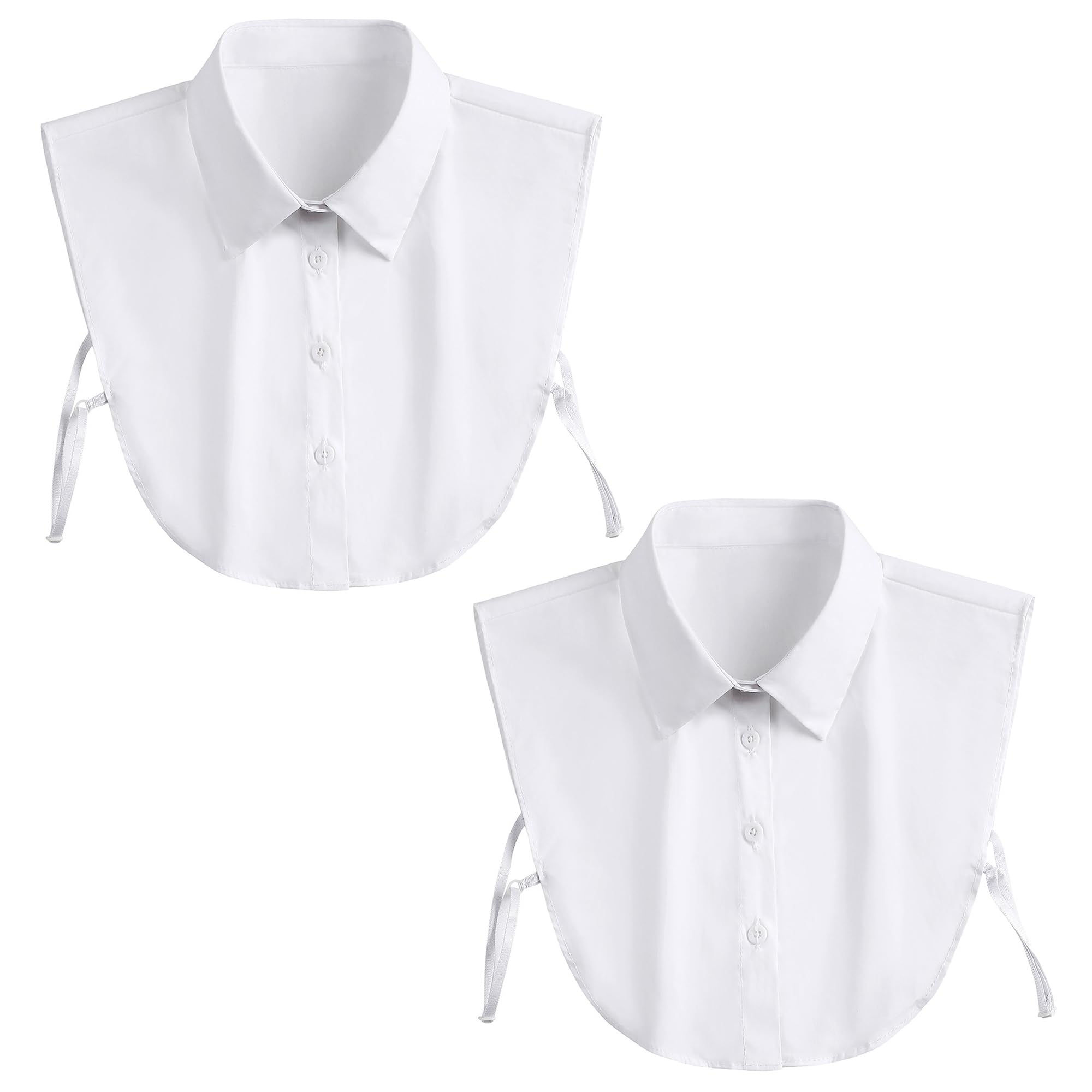 61-L0RNlbvL طوق قطني مزيف قابل للفصل للنساء، نصف قميص نصف بلوزة كاذبة، ياقة ديكي كاذبة للنساء، ابيض، قطعتين