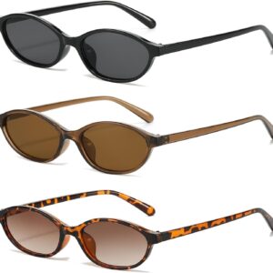 نظارات شمسية للنساء من اواسيسجالور، 3 قطع بتصميم عصري وانيق، نظارات شمسية بيضاوية صغيرة بتصميم عين القطة