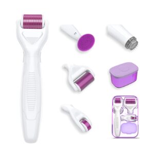 ديرما رولر، نظام الحاجة الدقيقة للنساء والرجال، إبر دقيقة احترافية 6 في 1 لنمو اللحية والشعر والوجه والعناية بالبشرة