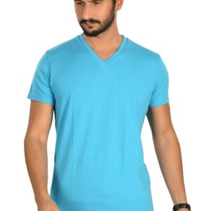 تيشيرت من خامات متعددة برقبة شكل V للرجال هيرو