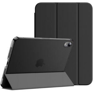 JETech Case for iPad mini (A17 Pro, 2024 Model, 7th Generation) / mini 6 (2021 Model, 6th Generation), Slim Stand Hard Back Shell Smart Cover with Auto Wake/Sleep (Black)