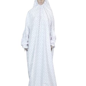 طقم صلاة إسلامي للنساء من قطعة واحدة مكون من خمار صلاة ناعم وفستان، طقم عباءة وحجاب رأس بلون أبيض مزين بالزهور من سيتي روز (لون أزرق سماوي وأزرق)، مقاس واحد