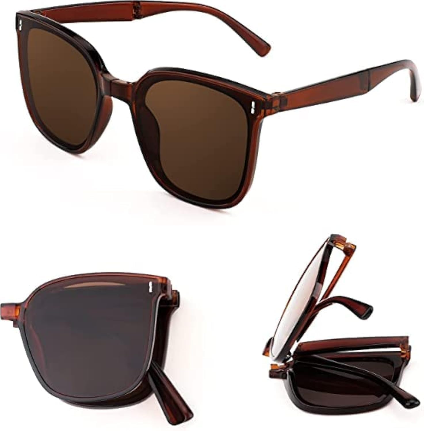 610zqej8akL نظارة شمسية قابلة للطي للنساء والرجال نظارات مربعة وسهلة الحمل وعدسات حماية من الاشعة فوق البنفسجية 400 واقية الشمس مناسبة للصيف في الهواء الطلق والشاطئ والسفر ابيض S