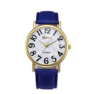 ساعة يد للازواج، ساعة يد عصرية للنساء بسوار من الجلد الصناعي من الستانلس ستيل وحركة كوارتز انالوج عالية